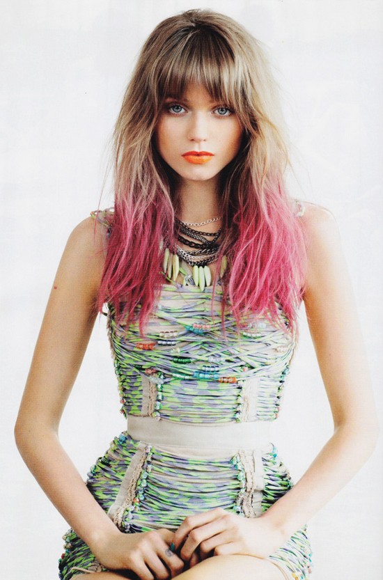 pink hair tips