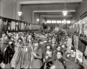 crowds of retro shoppers