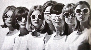 five retro girls in sunglasses