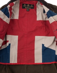 Barbour jacket with Union Jack lining
