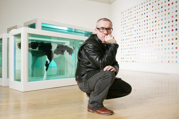 Damien Hirst and a cow
