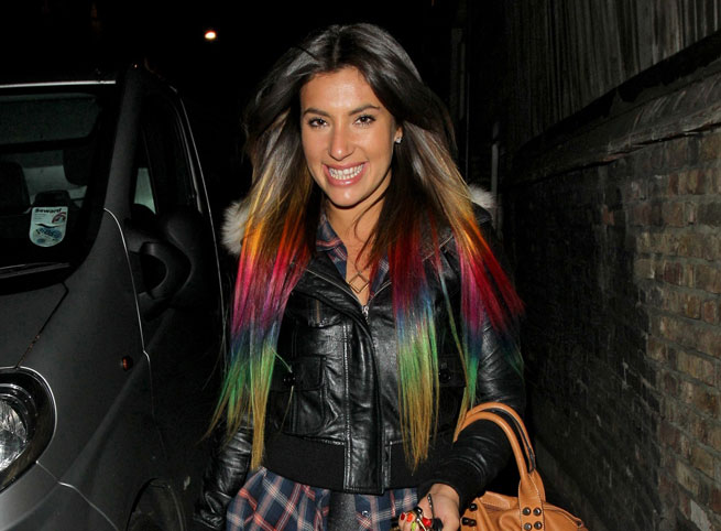Gabriella Ellis with rainbow dip dyed hair