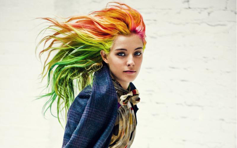 Chloe Norgaard rainbow haired model