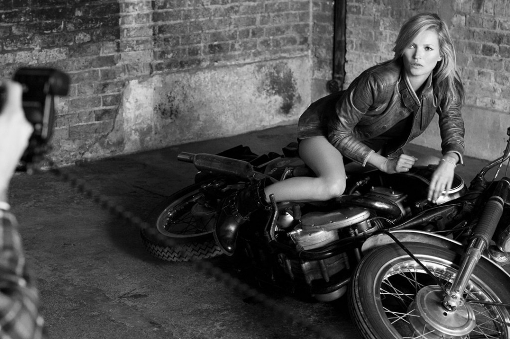 Kate Moss on motorbike for Matchless