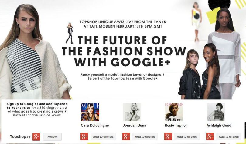 Topshop and Google team up for LFW AW13