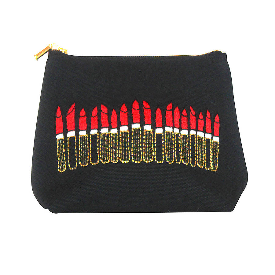 embroidered lipstick makeup bag